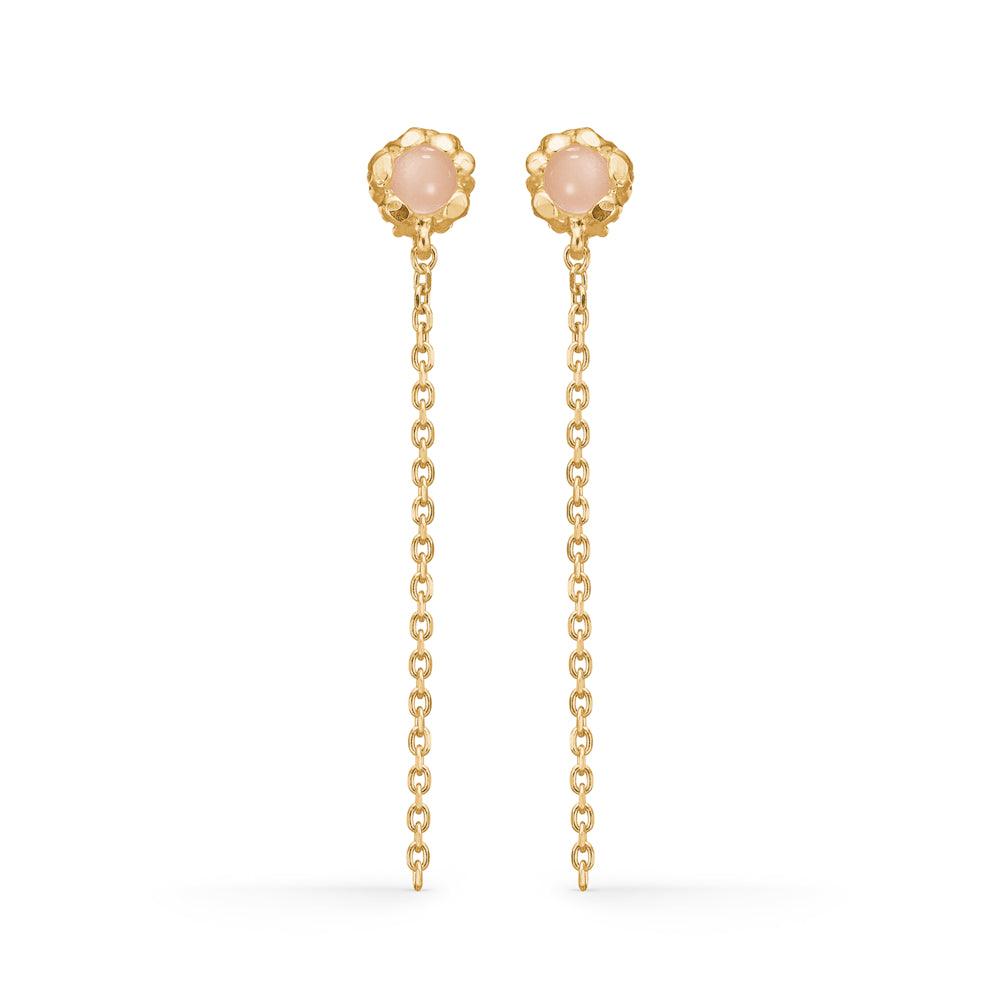 Studio Z Magma Earrings with pink zirconia in gold-colored chain design, Model 7217869-1