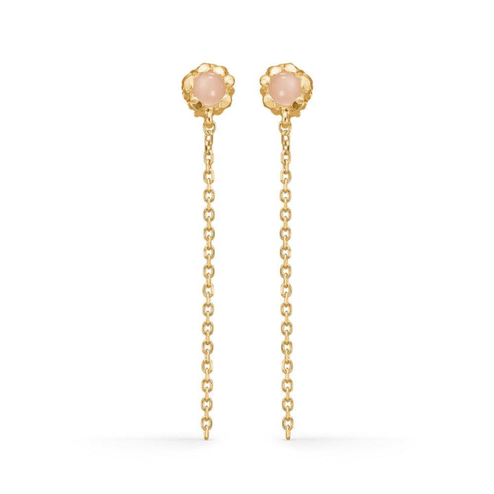 Studio Z Magma Earrings with pink zirconia in gold-colored chain design, Model 7217869-1