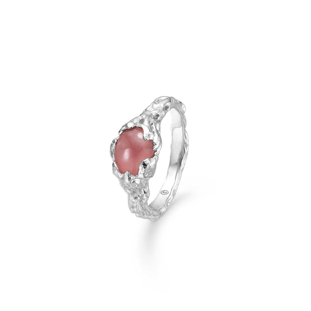 Studio Z Magma Ring with pink stone and organic silver structure, Model 7147832-002-1.
