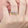 Studio Z Rime Gold Plated Ring shown on finger with wavy structure and gold color, Model 7240948-001