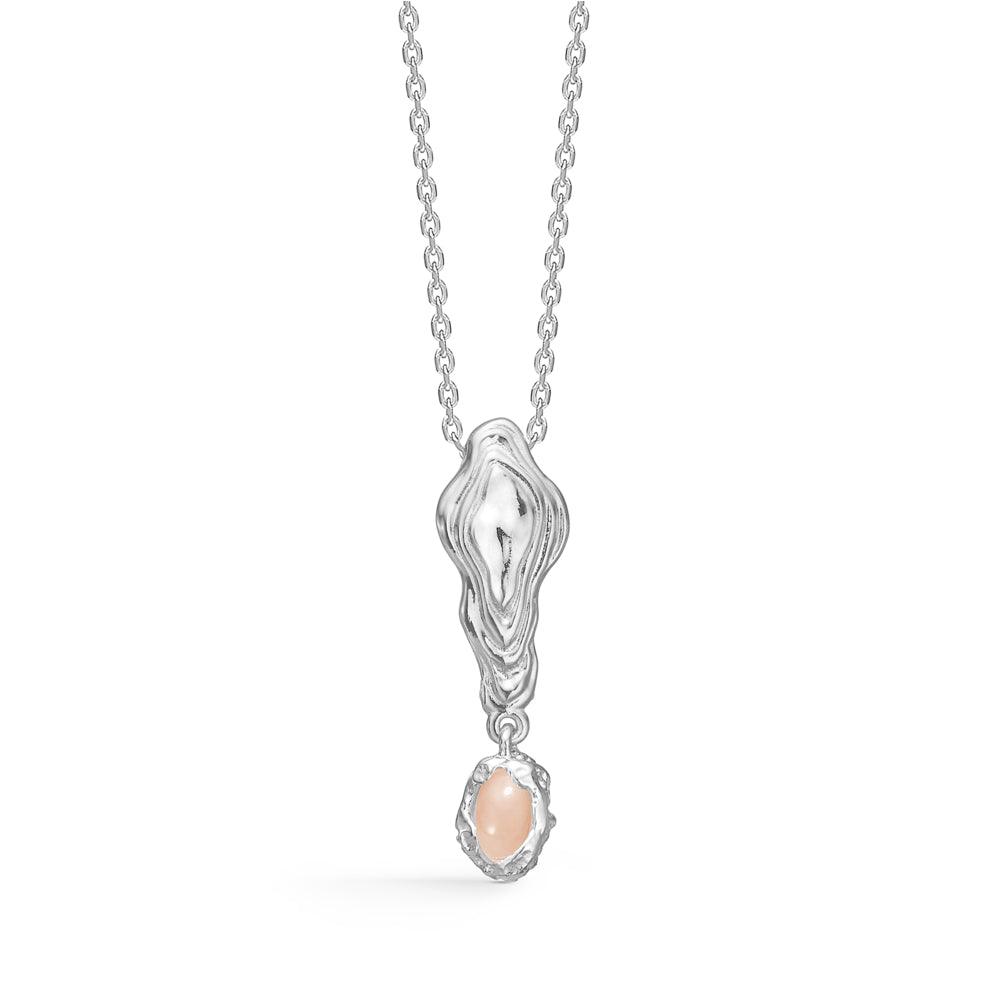 Studio Z Shell Solv Necklace with pink zirconia, note unique organic pendant design. Model 7127859-1