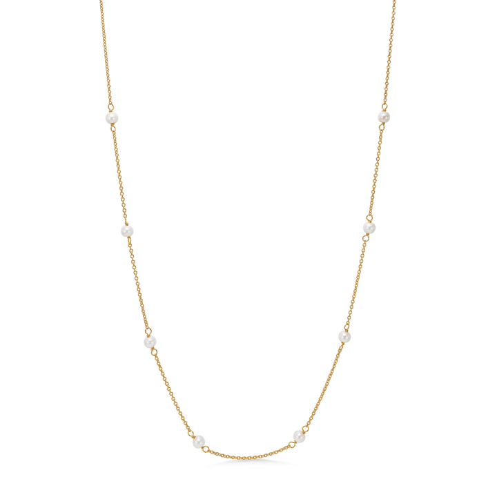 Studio Z Shore gold plated necklace with pearls, single chain in gold look, Model 7223344-2.