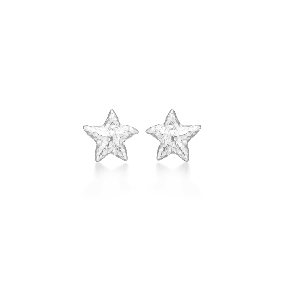 Studio Z Starfish Luster Silver Starfish Studs, shiny star-shaped earrings in silver. Model 7110902-1
