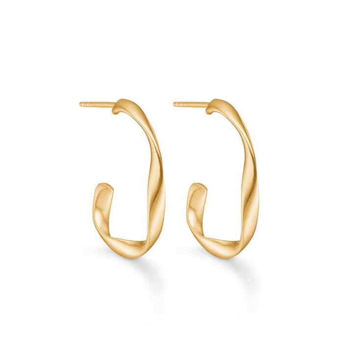 Studio Z Twist Arch Earrings showcase a pair of modern, twisted gold-plated hoops against a white background. Model 7210354-7210354-1