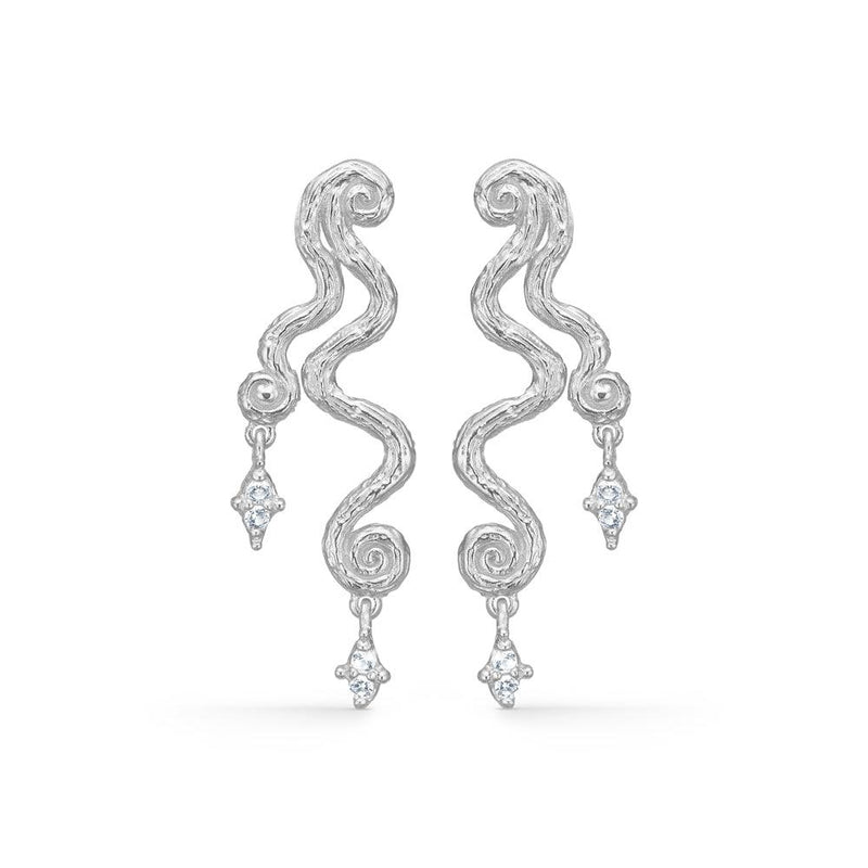 Studio Z Wave Sølv Øreringe Med Zirkonia - - 7117856