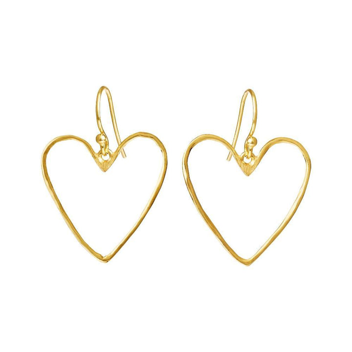 Susanne Friis Bjørner silver forg heart earrings, elegant open heart earrings in gold-plated silver. Model 5703-2-25-1