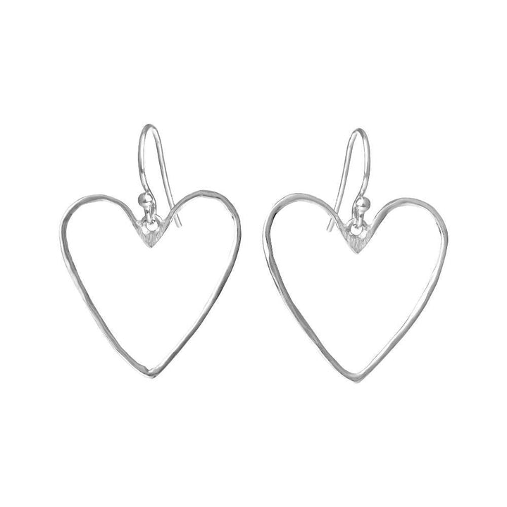 Susanne Friis Bjørner silver heart earrings shows two large, open heart-shaped earrings in silver. Model 5703-1-25-1
