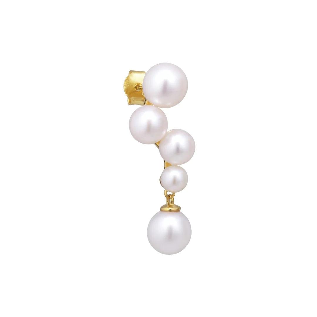 Paloma Stud Right shows an ear stud with four white pearls in different sizes and a gold-colored setting. Model fw2309-1
