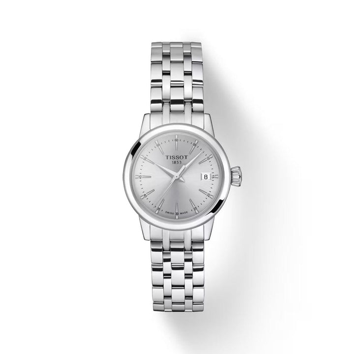 Tissot Classic Dream Lady with silver dial and polished steel bracelet, Model T1292101103100.