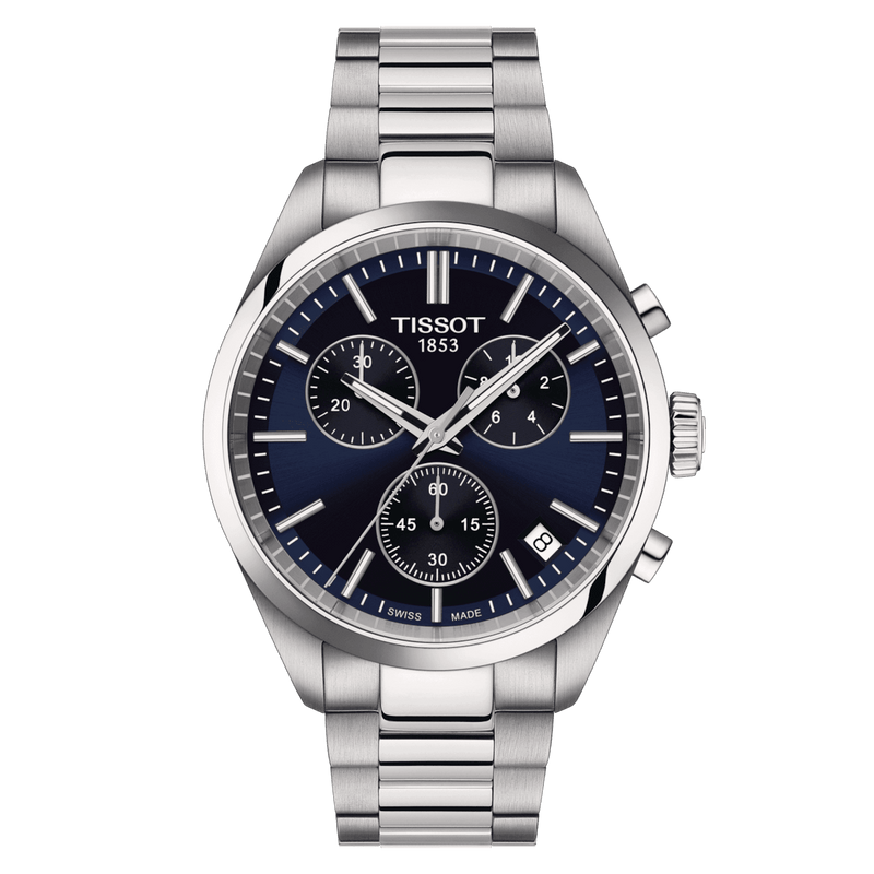 TISSOT PR 100 CHRONOGRAPH MED BLÅ URSKIVE - Herreur - T1504171104100