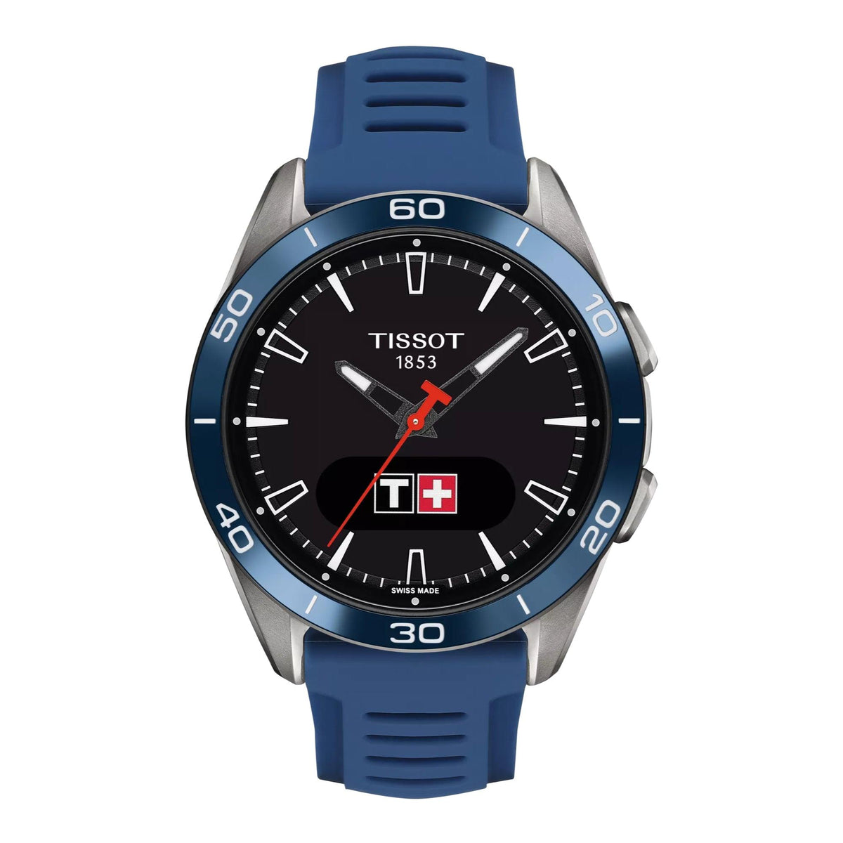 Tissot T-Touch Connect Sport with blue dial and blue silicone strap, Model T1534204705101.