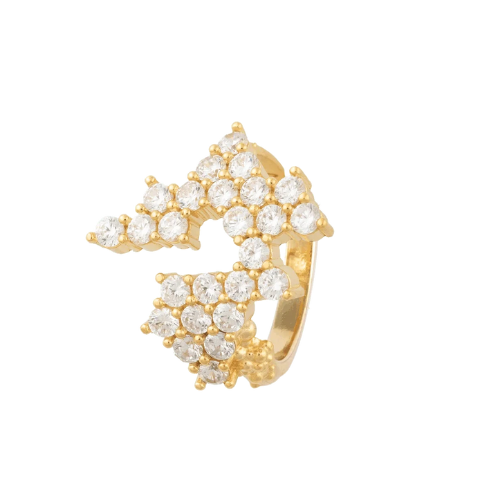 Vincent Lace Allure Ring gold-plated with white crystals, open ring with sparkling stones. Model VJ252-URG-001