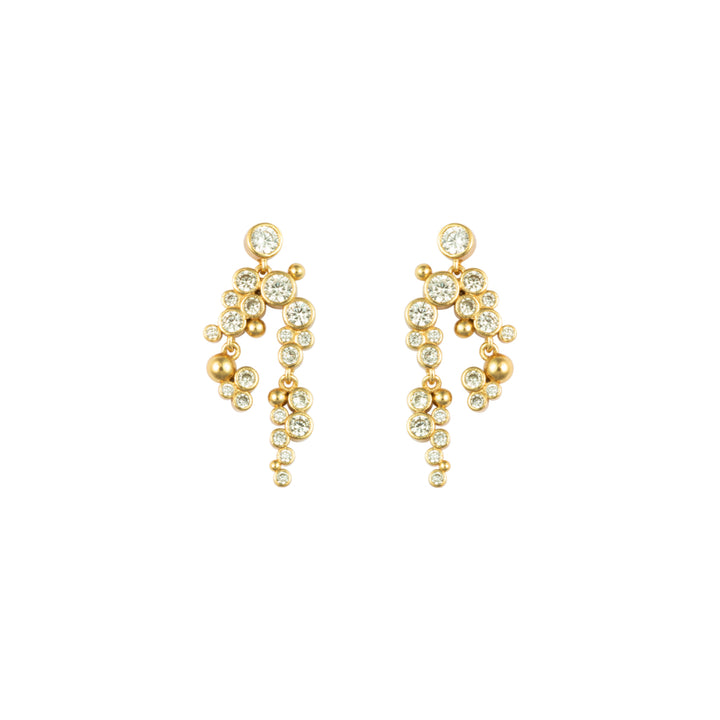 Vincent Lost Ember Gold Plated Earrings, Elegant Cluster Earrings in Gold with Clear Stones, Model VJ156-UEG-1