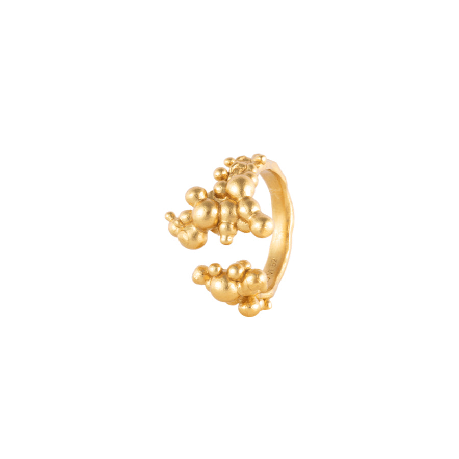 Vincent Orb Chronicles Gold Plated Ring with organic bubble-like details in matte gold, Model VJ163-URG-001-1.