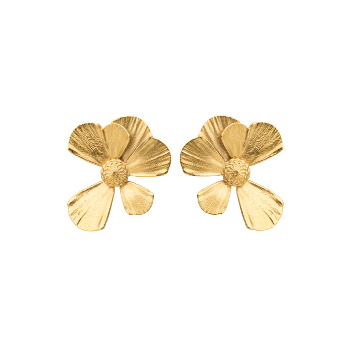 Vincent Wildflower Ample earrings gold-plated, floral motifs in a matte gold look, Model VJ190-UEG-2