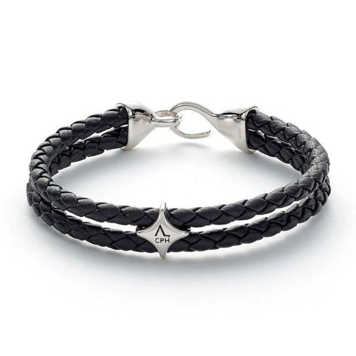 Alexander Lynggaard bracelet Bolo Leather, black braided leather with silver details on a white background. Model L00023-001
