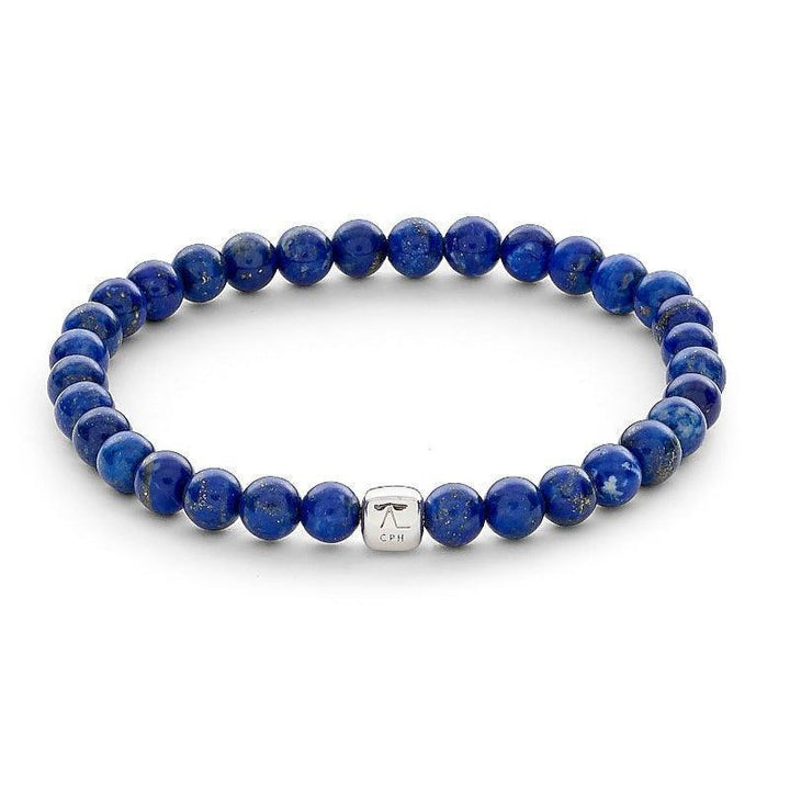 Alexander Lynggaard Bracelet Lapis 6mm with round blue beads and a silver detail. Model c00153-001-1