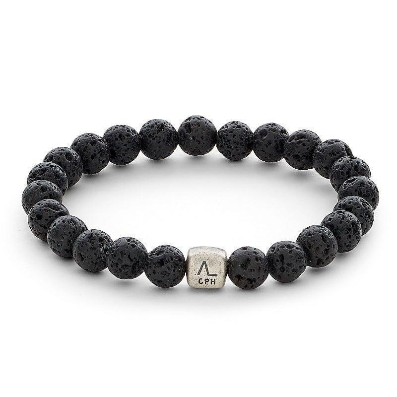 Alexander Lynggaard Bracelet Lava Stone 8mm with black lava beads and simple silver detail, Model C00243-001