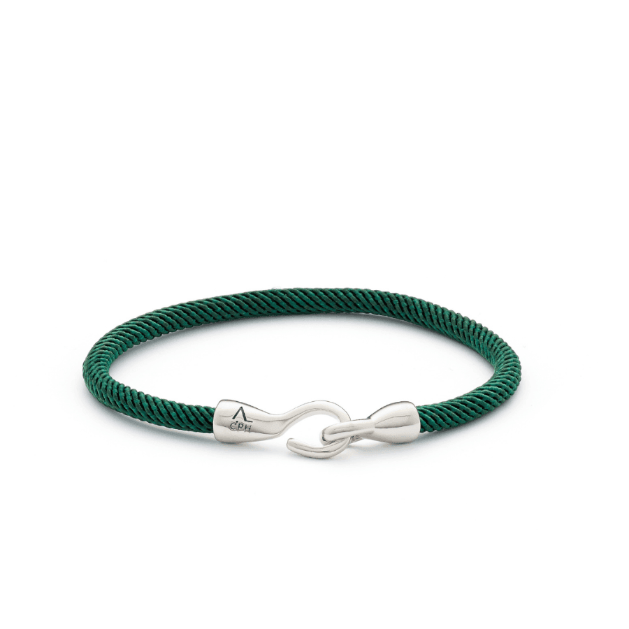 Alexander Lynggaard Bracelet Maritime Green in green wicker with silver hook clasp. Model L00114-001.