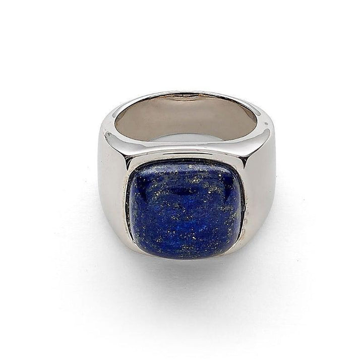 Alexander Lynggaard Ring Hope Signet Lapis in silver with square blue stone, polished finish. Model H10020-002-1