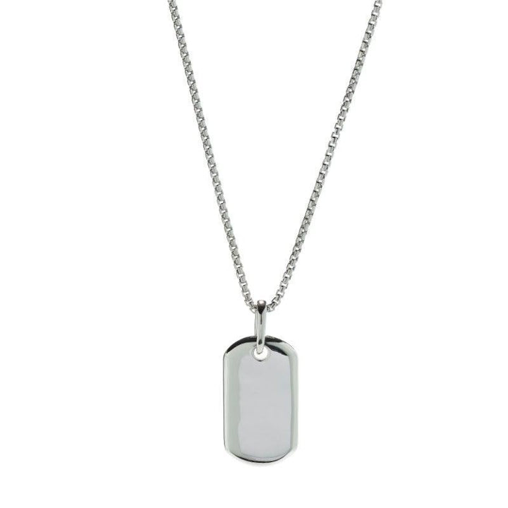 Alexander Lynggaard Silver Necklace Hope Dog Tag, shiny dog ​​tag pendant in silver on chain. Model d27001-1