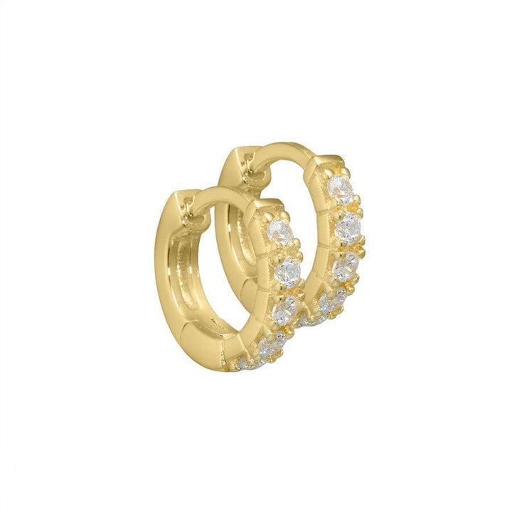 Aqua Dulce Darling earrings silver-plated 10-7 mm, round hoops with clear stones, Model 2099-2099-1.