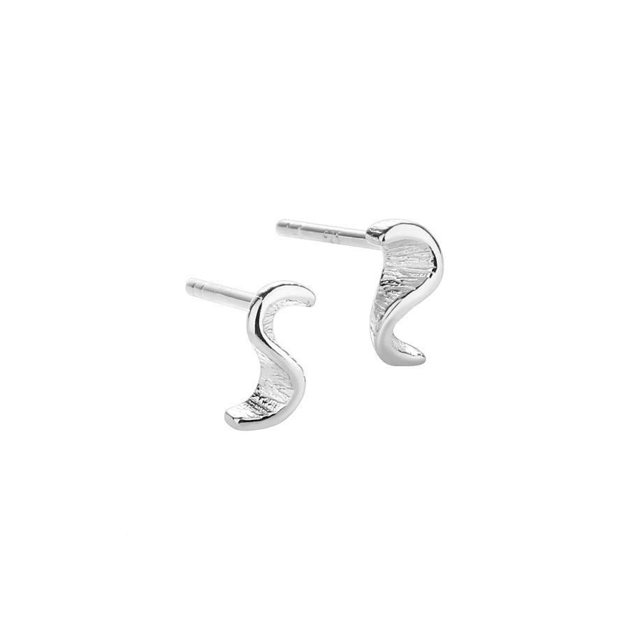 Aqua Dulce Rhumba earrings in silver, elegant wavy earrings with a glossy finish. Model 5095-5095-1
