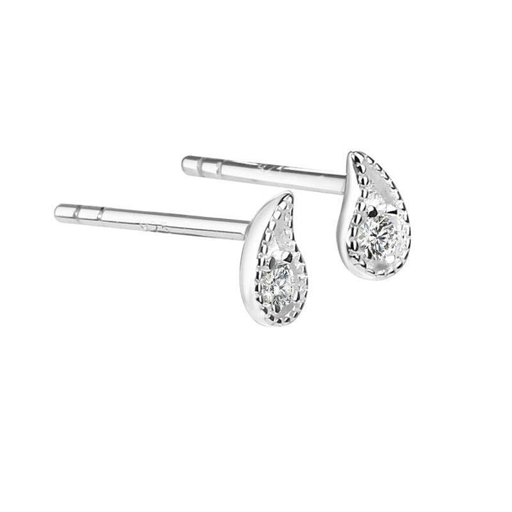 Aqua Dulce Vims Earrings silver shows a set of drop-shaped silver earrings with clear stone, Model 4494-4494-1.