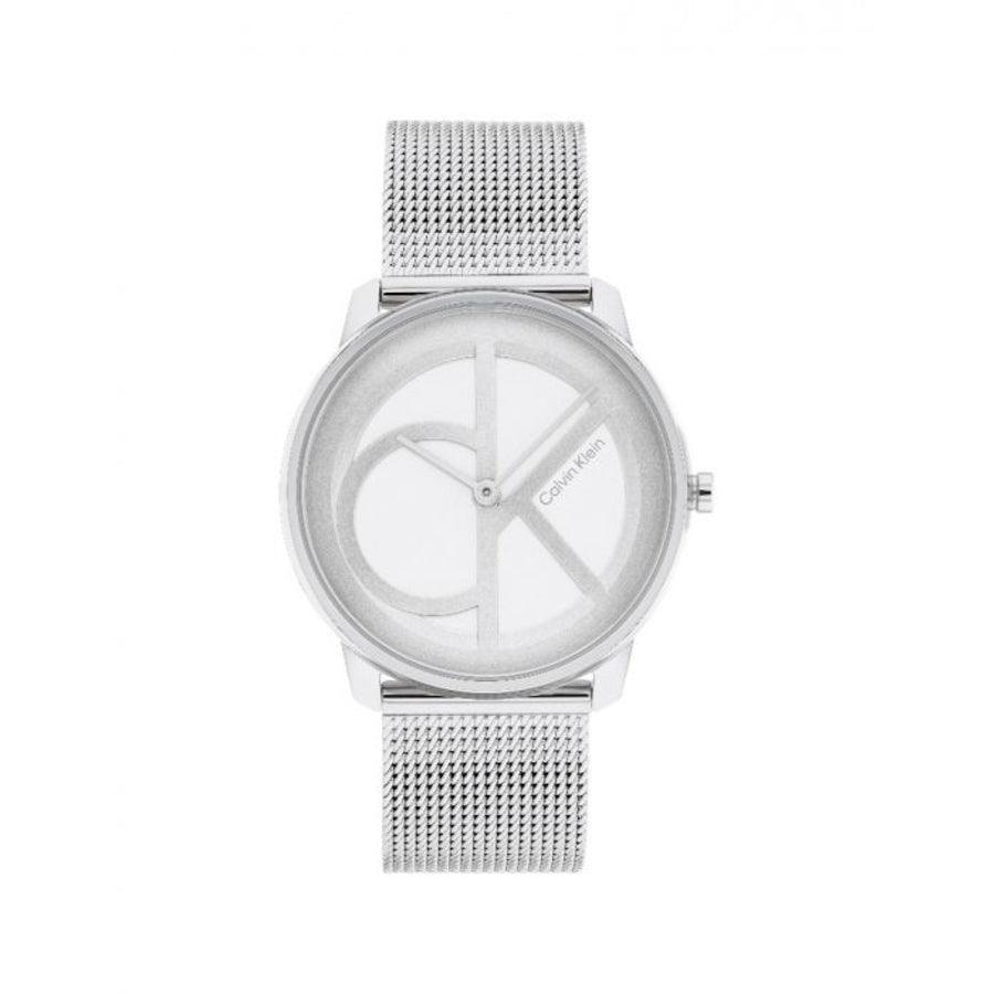 Calvin Klein Iconic Mesh women's watch with silver mesh strap and minimalist dial. Model 25200032.
