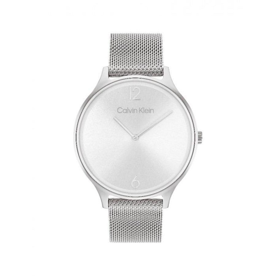 Calvin Klein Timeless women's watch with silver dial and mesh chain, minimalist design. Model 25200001-25200001-1
