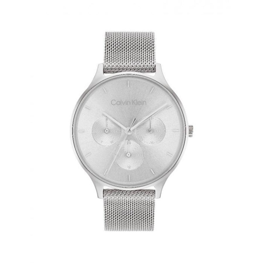 Calvin Klein Timeless Multifunction women's watch with silver dial, mesh strap and minimalist design. Model 25200104-25200104-1