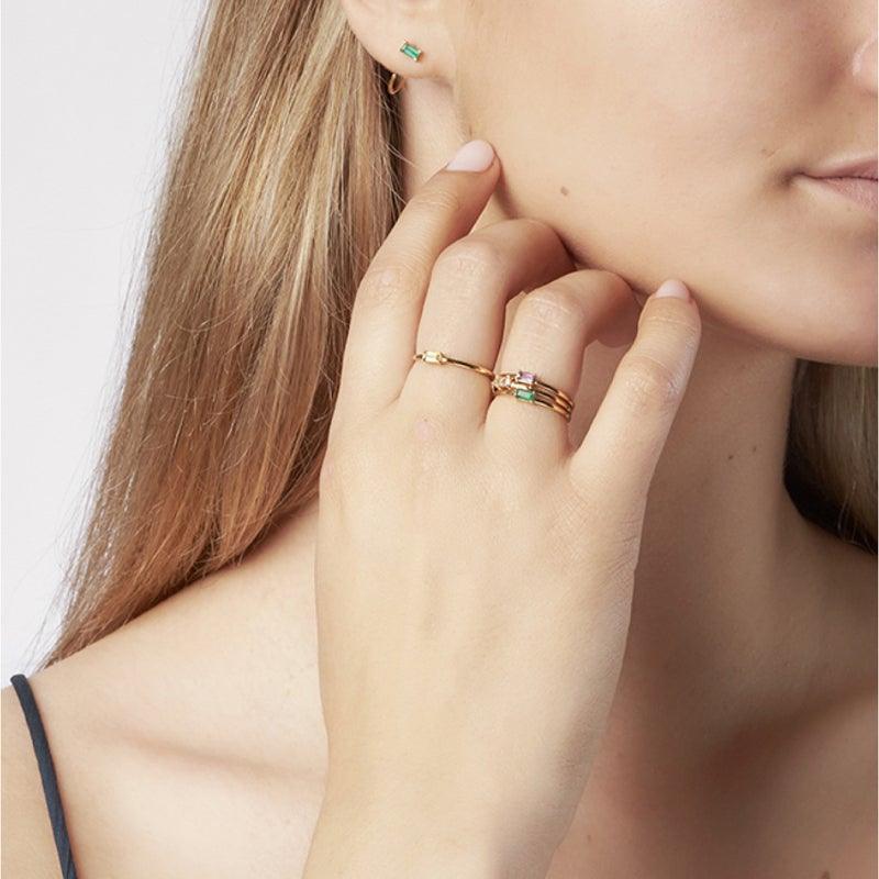 Carré Ring med Rosa kvarts - Ringe - FR4158RQ-001