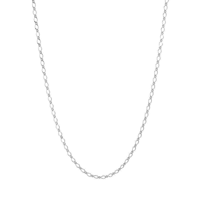 Carre Solv Necklace, simple silver chain with small oval links shown against white background. Model SC4329-SC4329-1