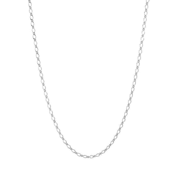 Carre Solv Necklace, simple silver chain with small oval links shown against white background. Model SC4329-SC4329-1