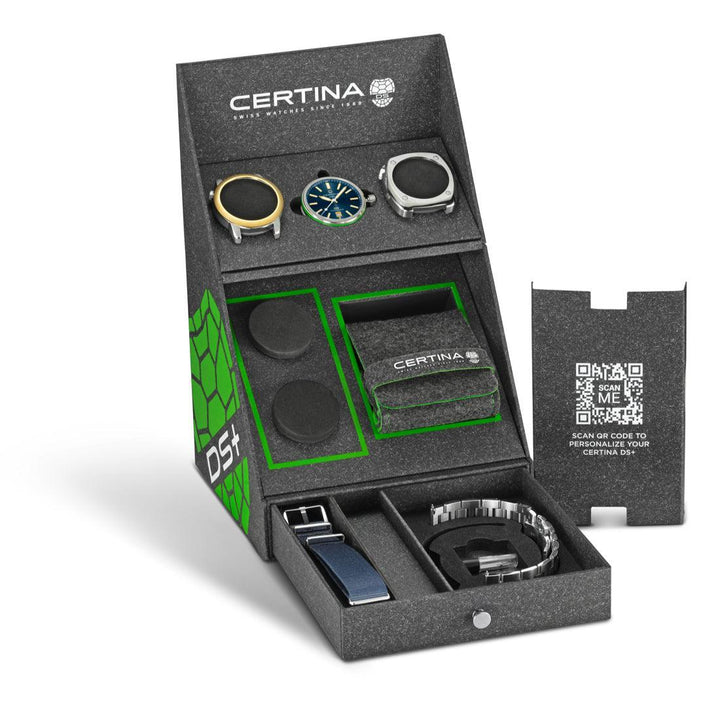 Certina DS Kit Urban and Heritage in black gift box with three watch cases, textile and metal strap, Model C0414071904101