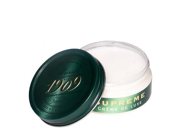 Collonil Supreme Creme Neutral shown as a round, open jar with a green lid and white cream. Model 79540000050