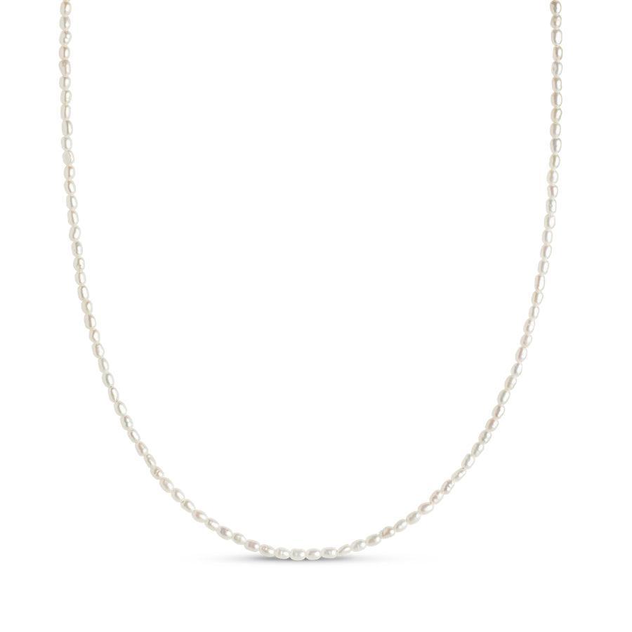 Enamel Erna Pearl Necklace with small white freshwater pearls in a simple, elegant style. Model N104G-N104G-1