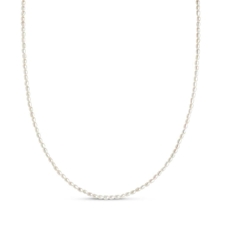 Enamel Erna Pearl Necklace with small white freshwater pearls in a simple, elegant style. Model N104G-N104G-1