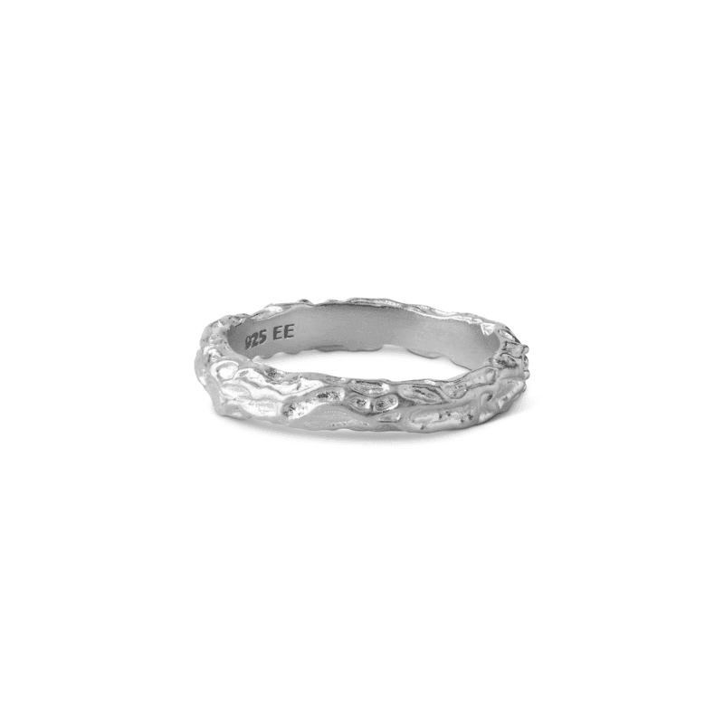 enamel gaia silver ring with organic texture and glossy surface, Model R56SM-R56SM-001