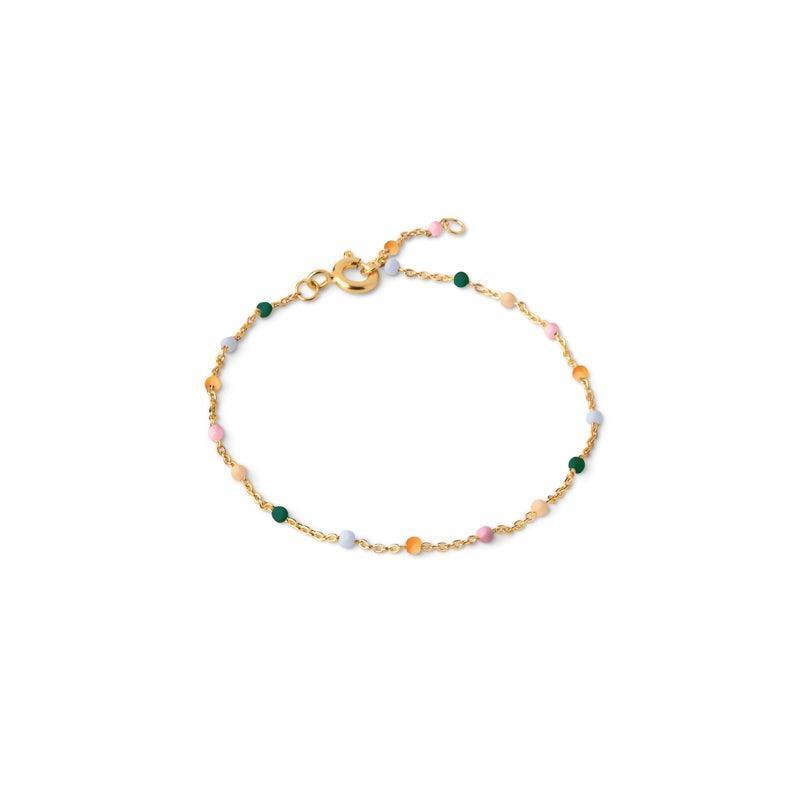 enamel lola armband b66g dreamy shows a thin gold-plated bracelet with colorful pearls, Model B66G-DREAMY-1