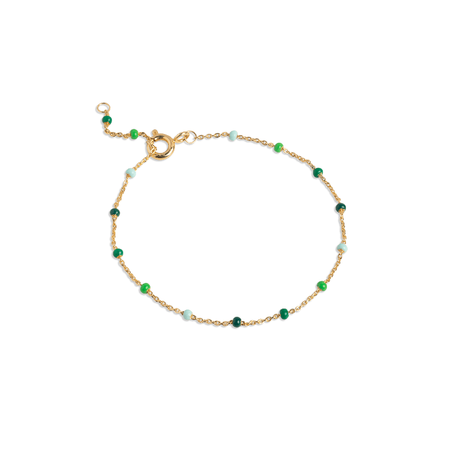 enamel lola bracelet spring, fine gold bracelet with green and light pearls, Model spring-b66g-spring-b66g-spring-1