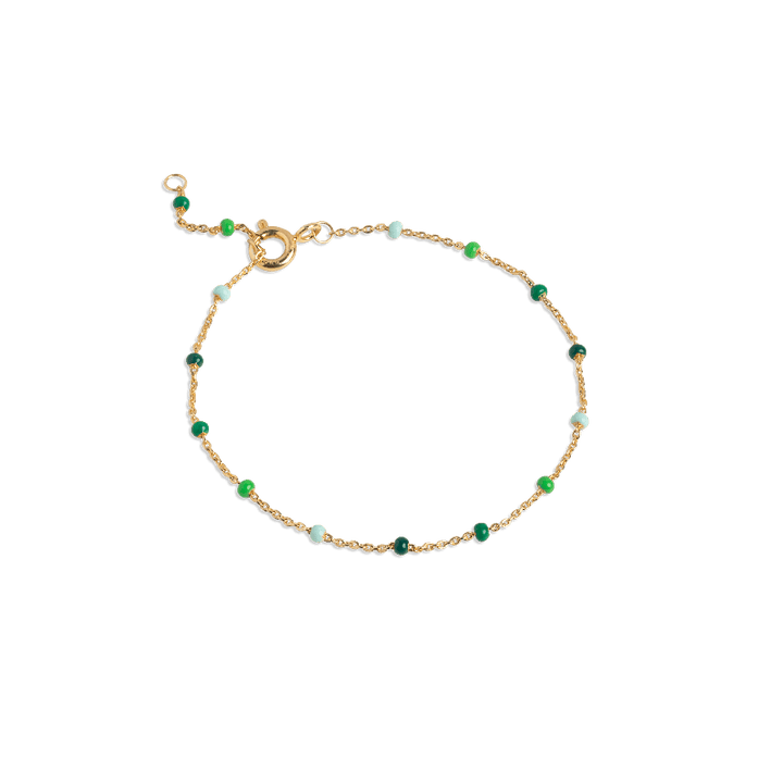 enamel lola bracelet spring, fine gold bracelet with green and light pearls, Model spring-b66g-spring-b66g-spring-1