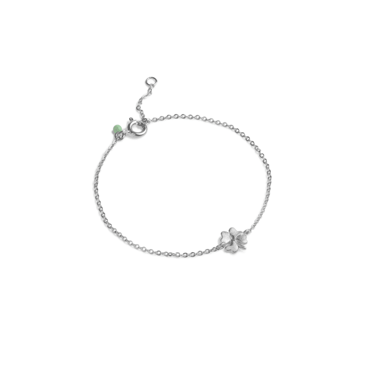 enamel organic clover bracelet, elegant silver chain with clover pendant and green detail, Model b89sm-b89sm-1