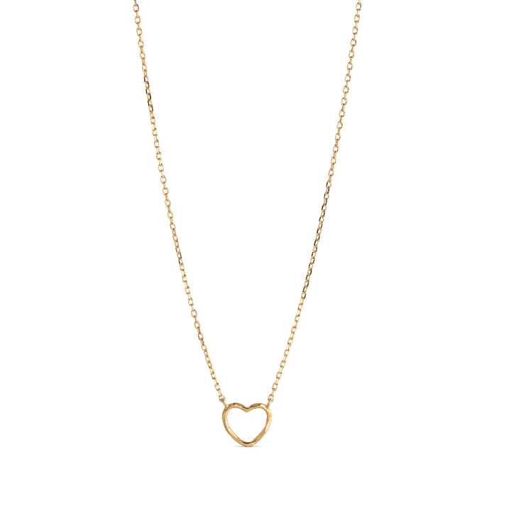 enamel organic heart necklace with small heart pendant in gold-colored metal, Model n102gm-n102gm-1