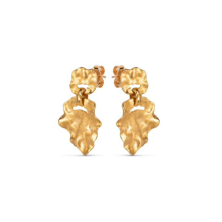 enamel windy small e290gm, elegant earrings in matte gold finish with organic shape, Model E290GM