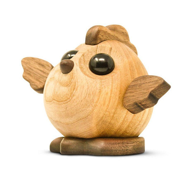 Fablewood Hen Henny in light and dark wood, decorative wooden figure with shiny black eyes. Model 1106-2