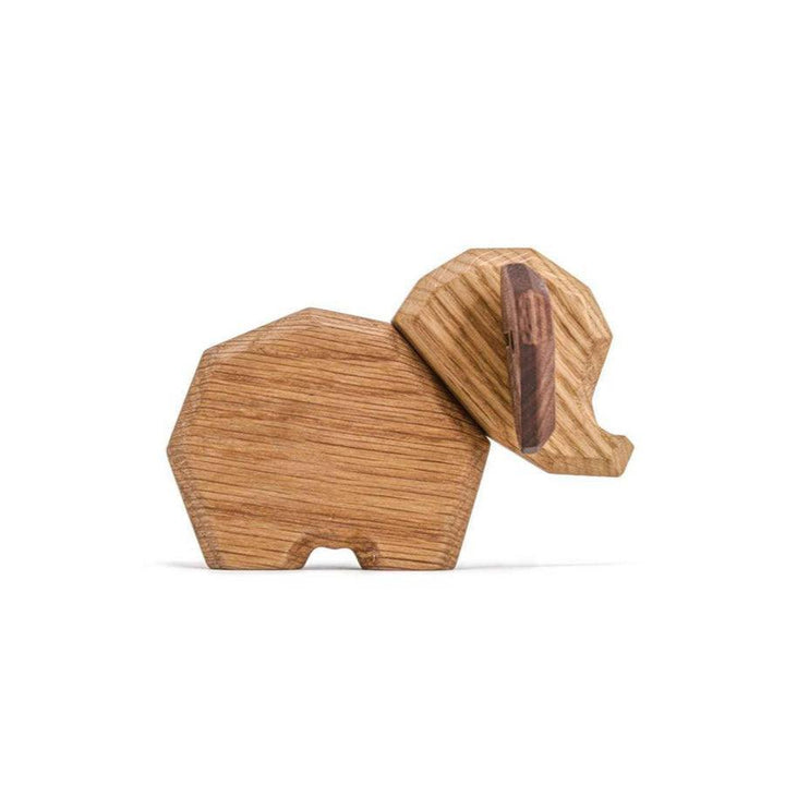 Fablewood Little Elephant in light wood, stylized figure with dark details, Model 9008-9008-1