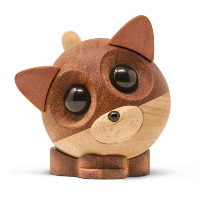 Fablewood Mikkel the fox shows a sweet, round wooden figure in light and dark shades of wood. Model 1118-2