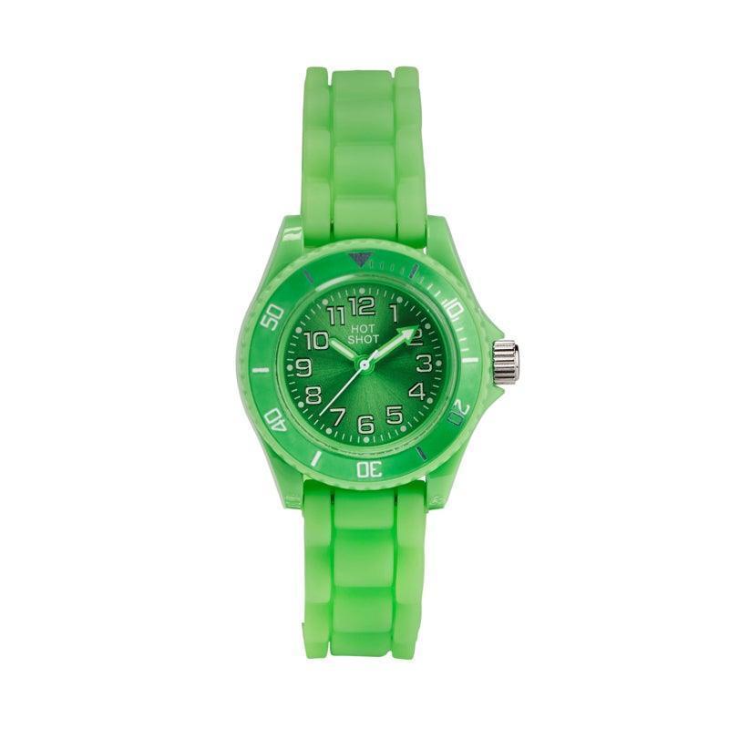 HOT SHOT Borneur green dial, clear green silicone strap, sporty style watch. Model 10472-1