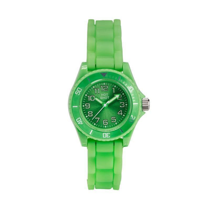 HOT SHOT Borneur green dial, clear green silicone strap, sporty style watch. Model 10472-1